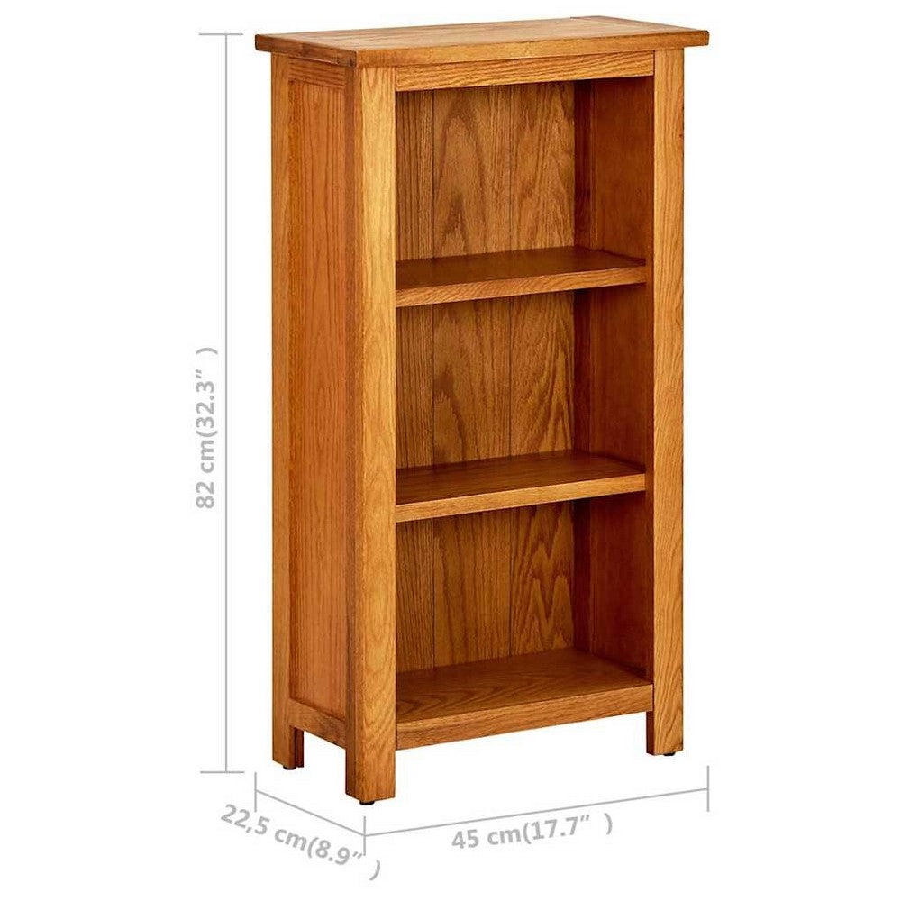vidaXL Bookcase 17.7"x8.9"x32.3" Solid Oak Wood