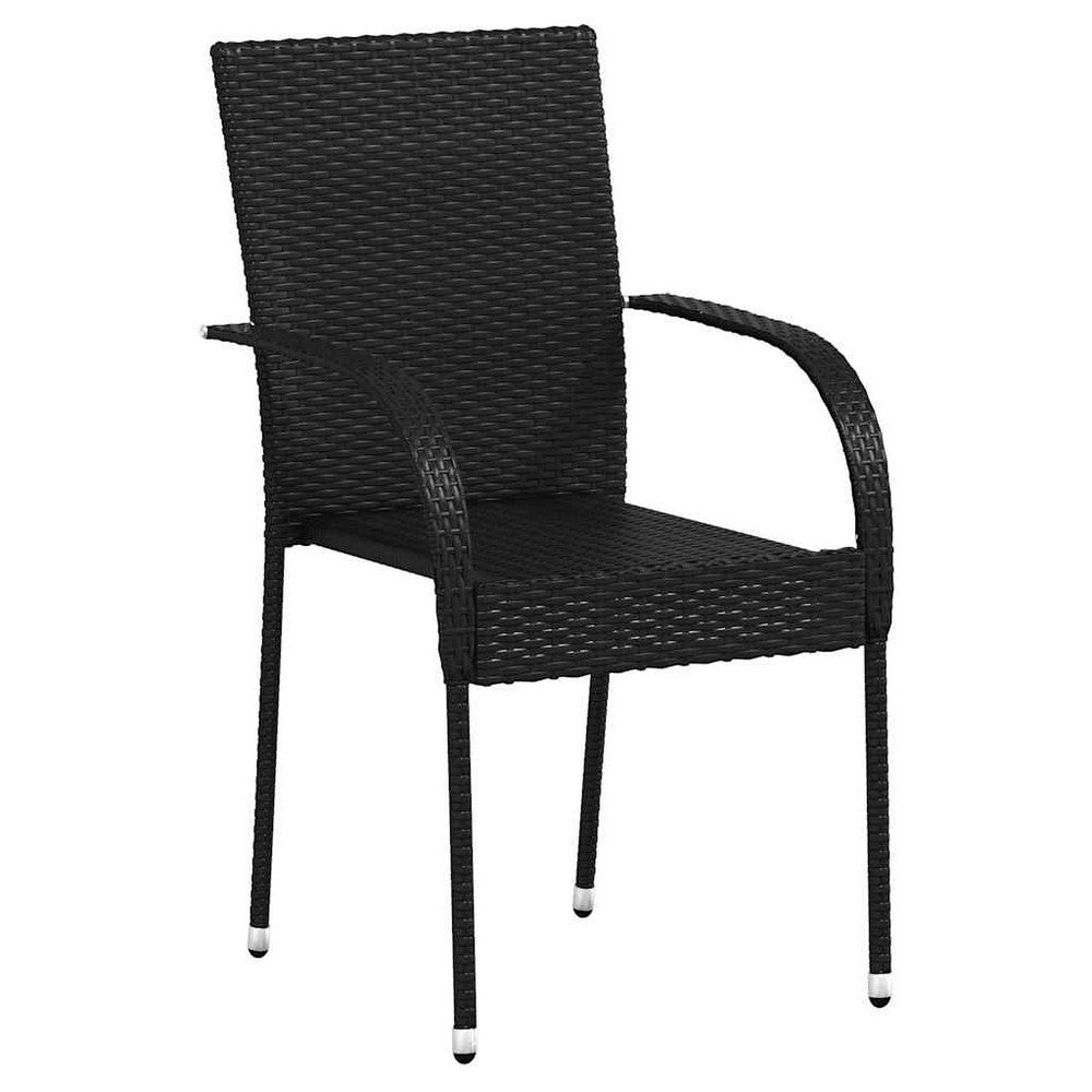 Jeff Outdoor Dining Chair with Steel Frame | Set of 4 | Black Rattan