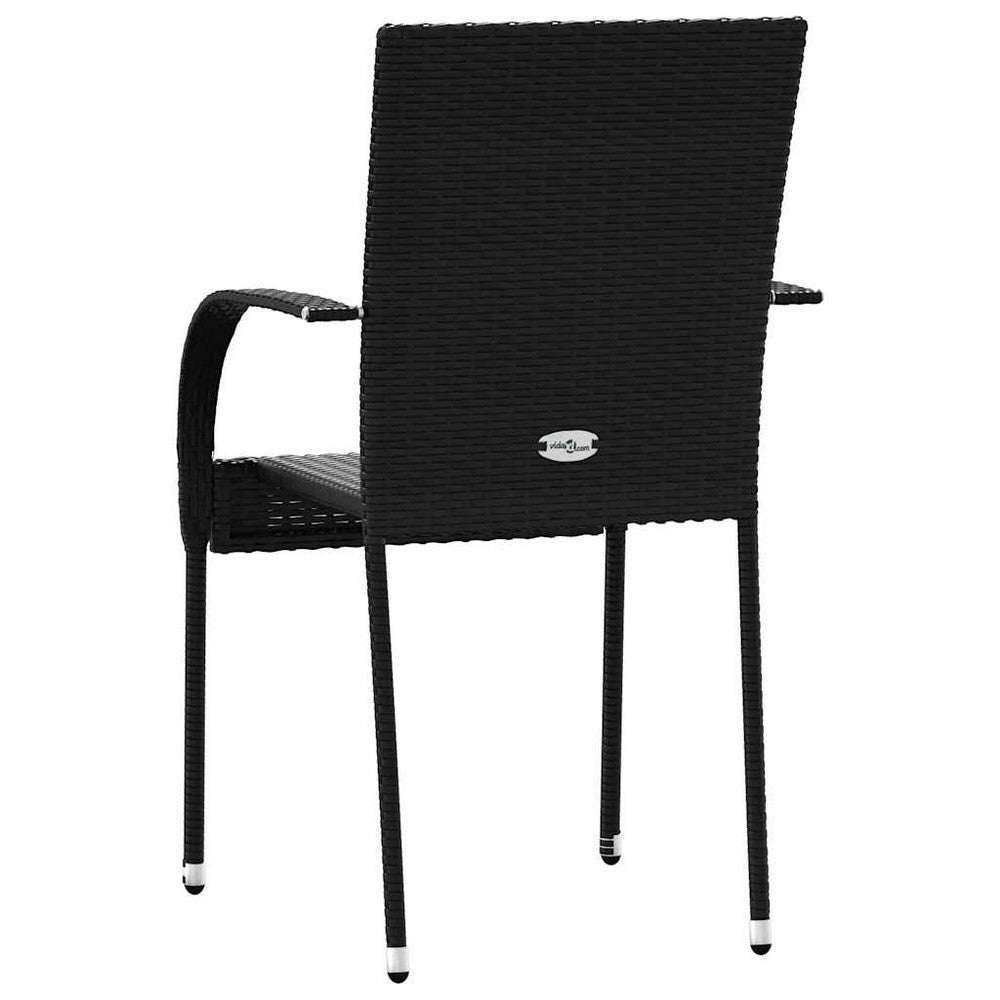 Jeff Outdoor Dining Chair with Steel Frame | Set of 4 | Black Rattan