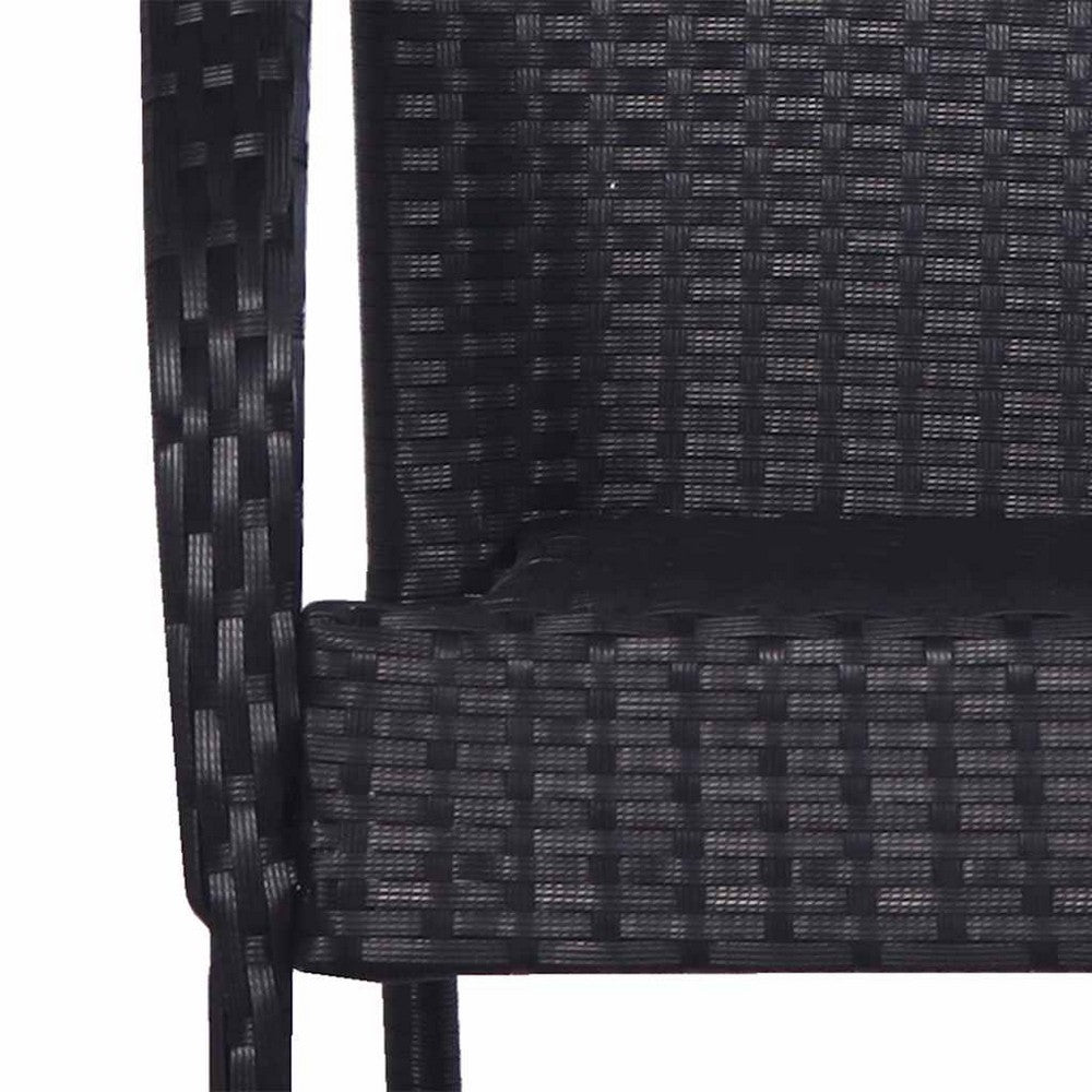 Jeff Outdoor Dining Chair with Steel Frame | Set of 4 | Black Rattan