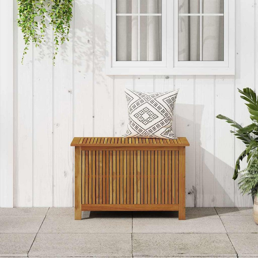 Warly Outdoor Storage Box | Slatted Design | Natural Oiled Acacia Wood 35"