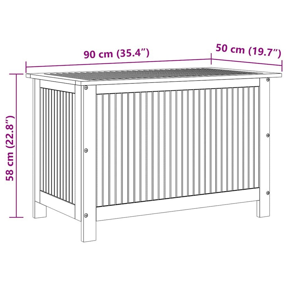 Warly Outdoor Storage Box | Slatted Design | Natural Oiled Acacia Wood 35"