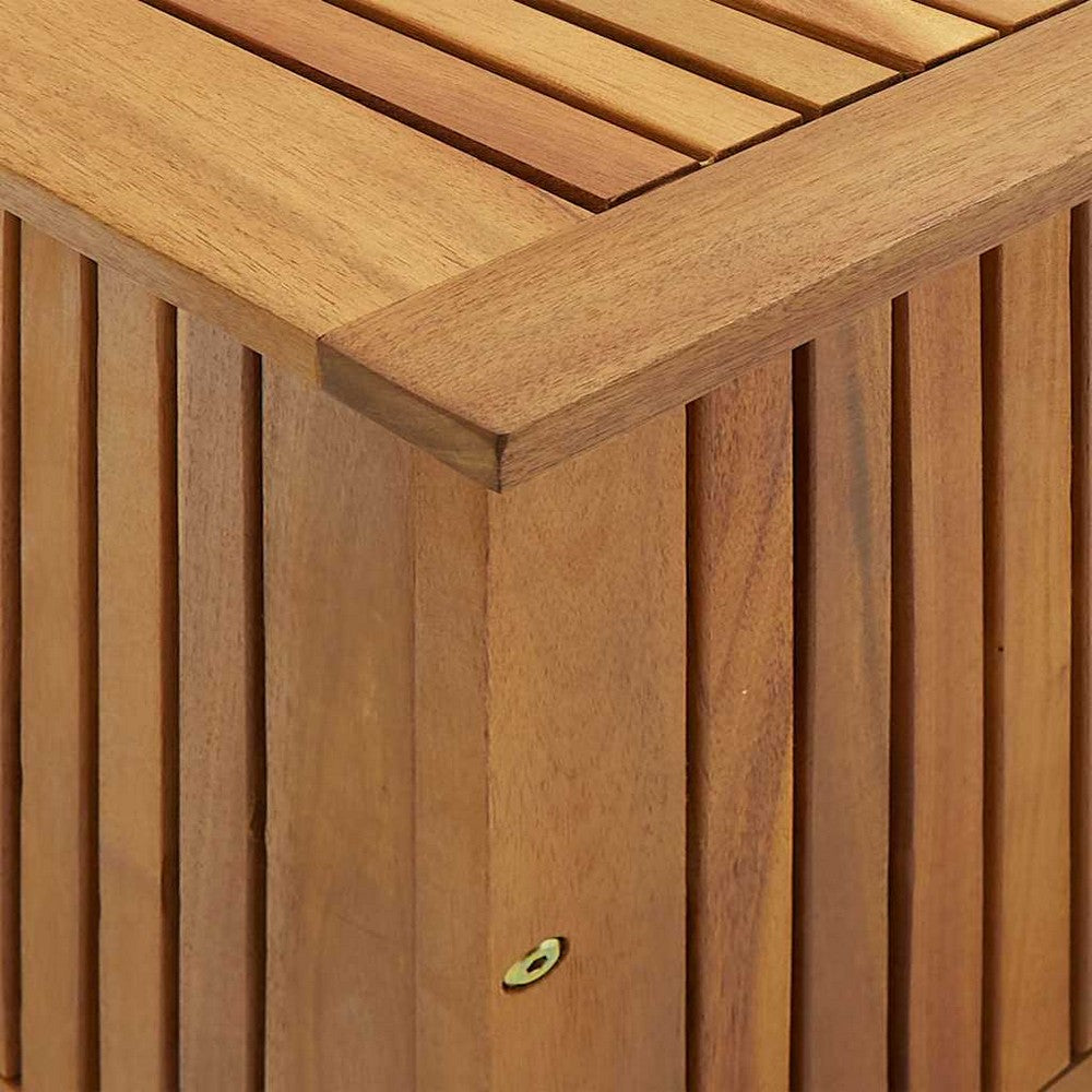 Warly Outdoor Storage Box | Slatted Design | Natural Oiled Acacia Wood 35"