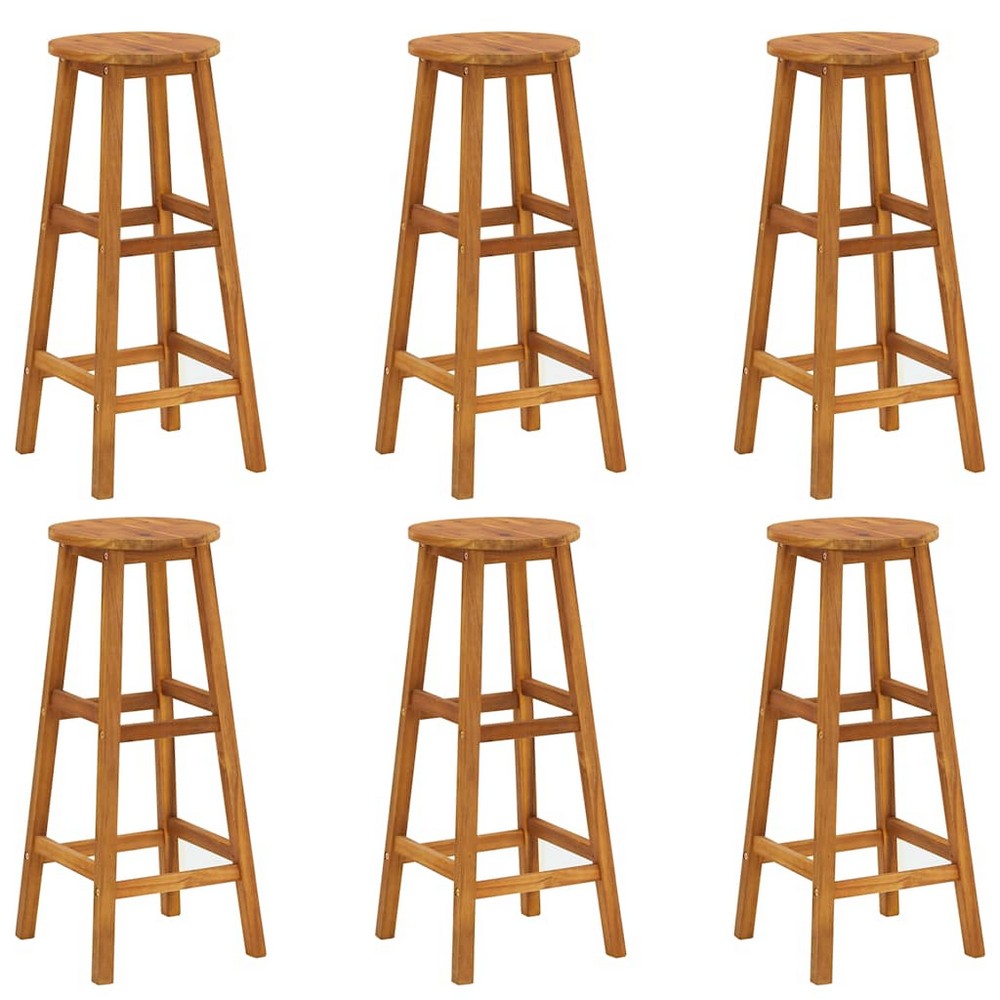vidaXL Bar Stools 6 pcs Solid Acacia Wood