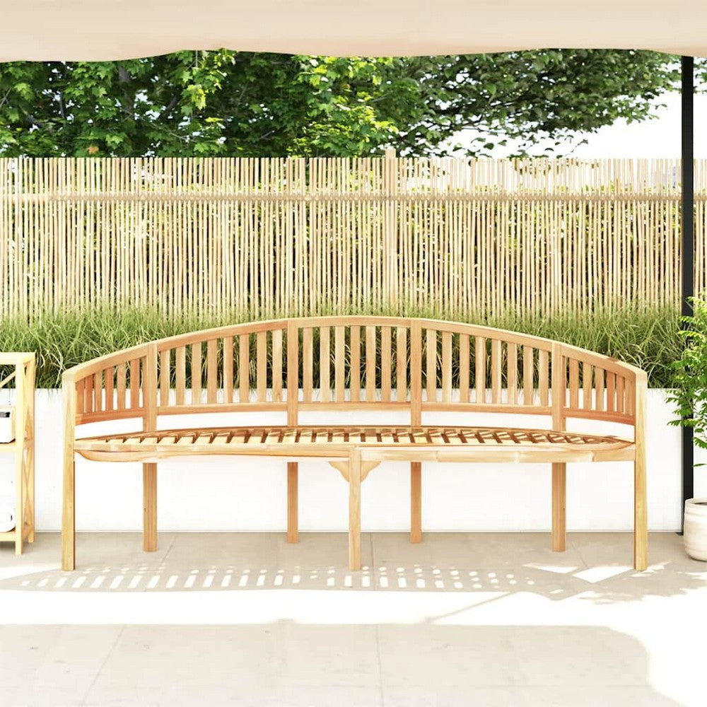 Joana Outdoor Garden Bench | Curved Banana Shape | Natural Teak Wood 79"