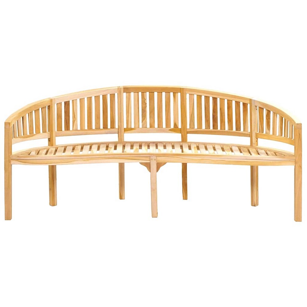 Joana Outdoor Garden Bench | Curved Banana Shape | Natural Teak Wood 79"