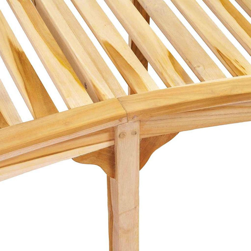 Joana Outdoor Garden Bench | Curved Banana Shape | Natural Teak Wood 79"