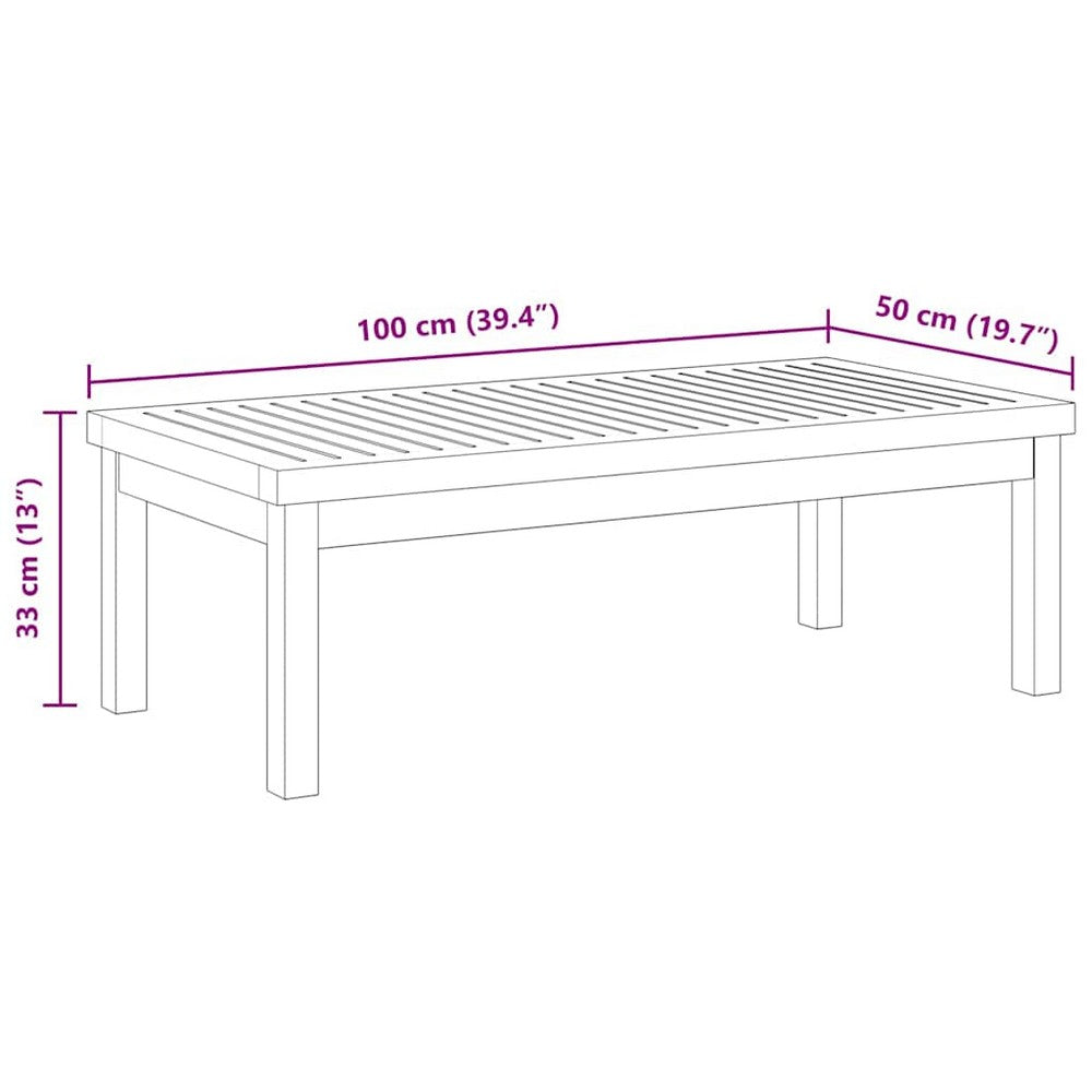 vidaXL Coffee Table 39.4"x19.7"x13" Solid Acacia Wood