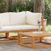 Dylan Outdoor Modular Corner Chair| Cream Fabric | Brown Acacia Wood 28"