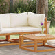 Dylan Outdoor Modular Corner Chair| Cream Fabric | Brown Acacia Wood 28"