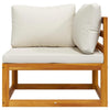 Dylan Outdoor Modular Corner Chair| Cream Fabric | Brown Acacia Wood 28"