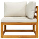 Dylan Outdoor Modular Corner Chair| Cream Fabric | Brown Acacia Wood 28"