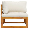Dylan Outdoor Modular Corner Chair| Cream Fabric | Brown Acacia Wood 28"