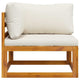Dylan Outdoor Modular Corner Chair| Cream Fabric | Brown Acacia Wood 28"