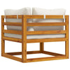 Dylan Outdoor Modular Corner Chair| Cream Fabric | Brown Acacia Wood 28"