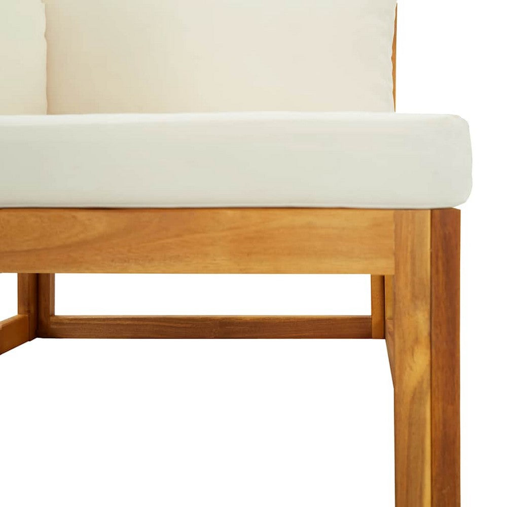 Dylan Outdoor Modular Corner Chair| Cream Fabric | Brown Acacia Wood 28"