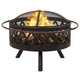 vidaXL Rustic Fire Pit with Poker 29.9" XXL Steel