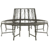 Vinie Outdoor Round Tree Bench with Slatted Seat Design | Gray Steel 63"