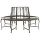 Vinie Outdoor Round Tree Bench with Slatted Seat Design | Gray Steel 63"