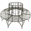 Vinie Outdoor Round Tree Bench with Slatted Seat Design | Gray Steel 63"