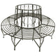 Vinie Outdoor Round Tree Bench with Slatted Seat Design | Gray Steel 63"