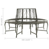 Vinie Outdoor Round Tree Bench with Slatted Seat Design | Gray Steel 63"