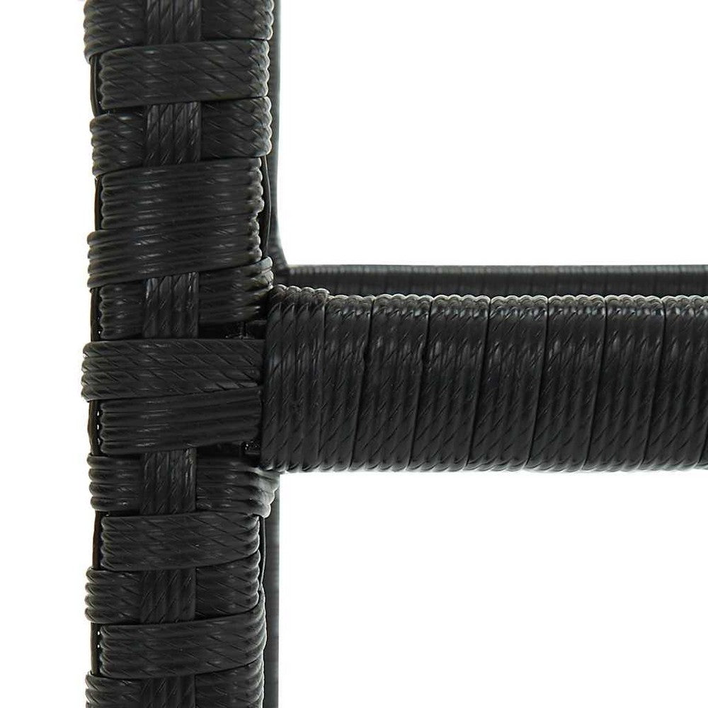 vidaXL Bar Stools with Cushions 2 pcs Black Poly Rattan