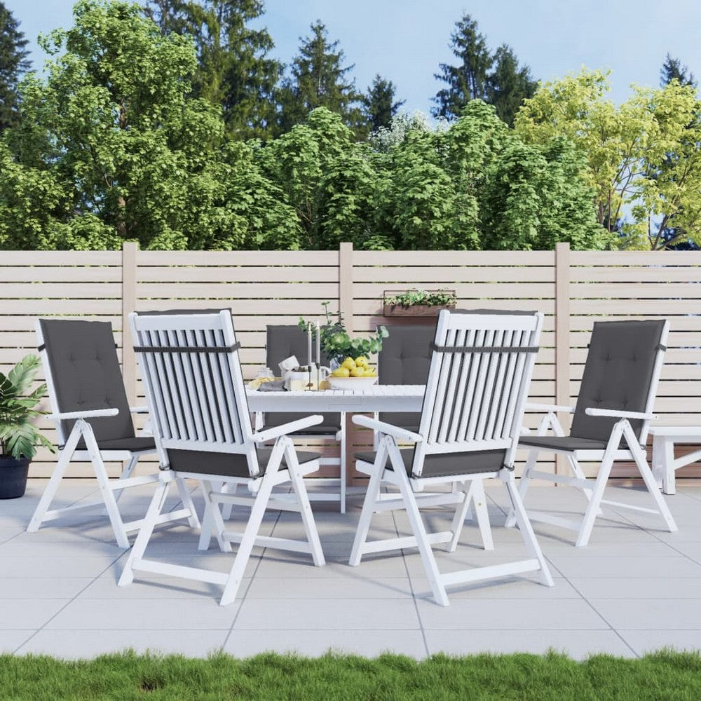 Amber Outdoor High Back Chair Cushions | Set of 6 | Anthracite Gray Polyester