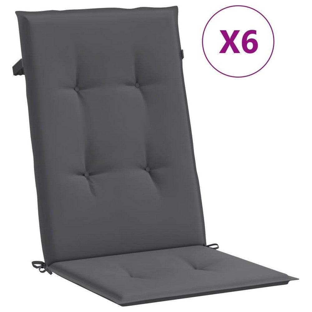 Amber Outdoor High Back Chair Cushions | Set of 6 | Anthracite Gray Polyester