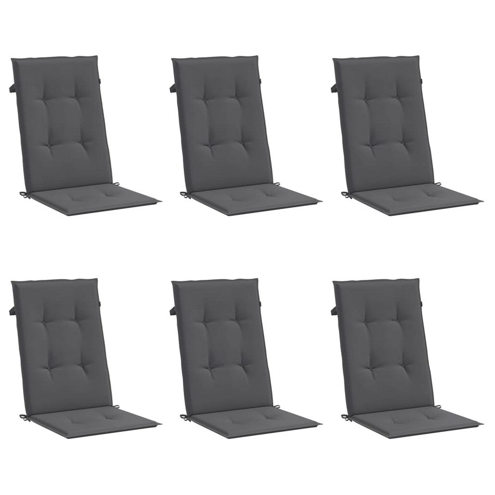 Amber Outdoor High Back Chair Cushions | Set of 6 | Anthracite Gray Polyester