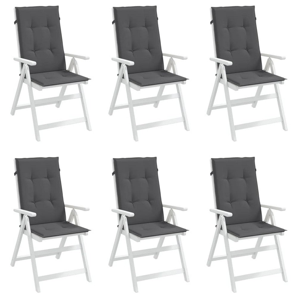 Amber Outdoor High Back Chair Cushions | Set of 6 | Anthracite Gray Polyester