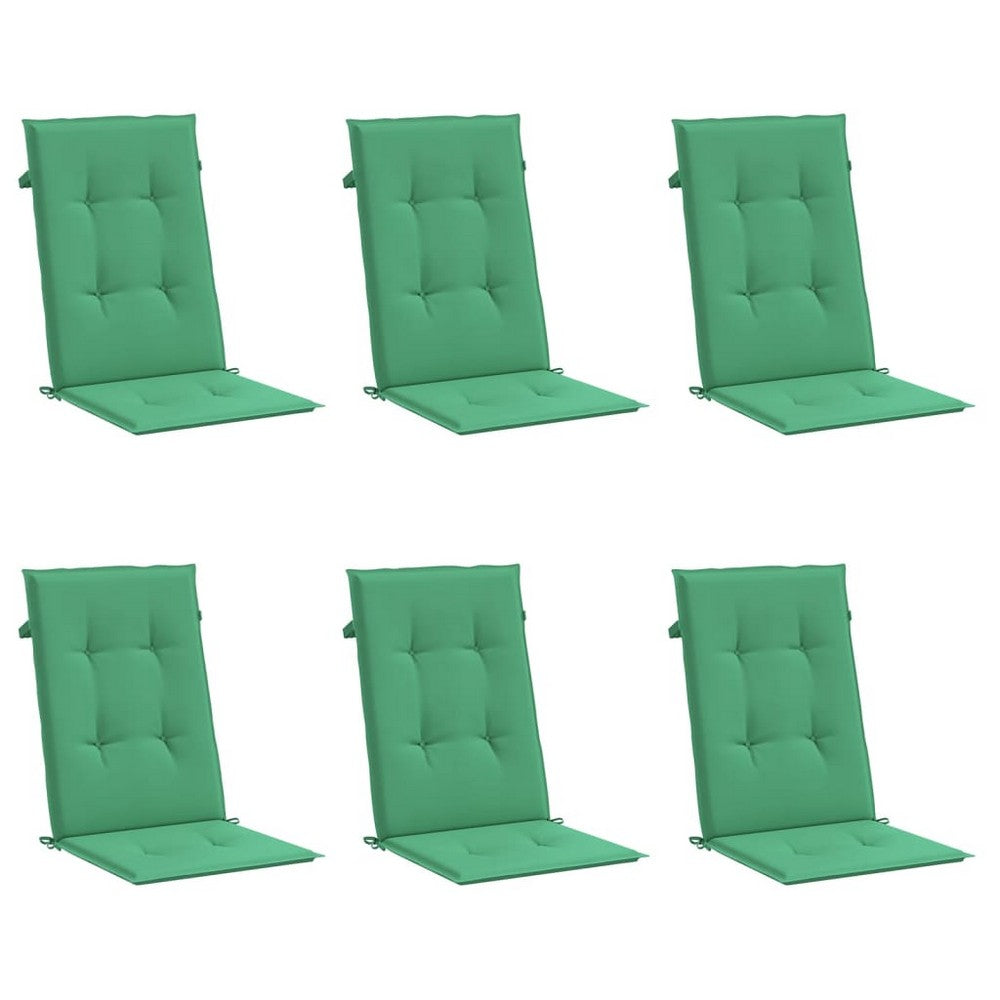 Amber Outdoor high back Chair Cushions | Set of 6 | Green Polyester