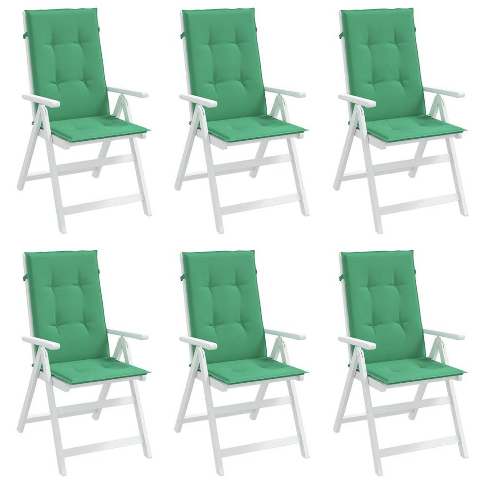 Amber Outdoor high back Chair Cushions | Set of 6 | Green Polyester