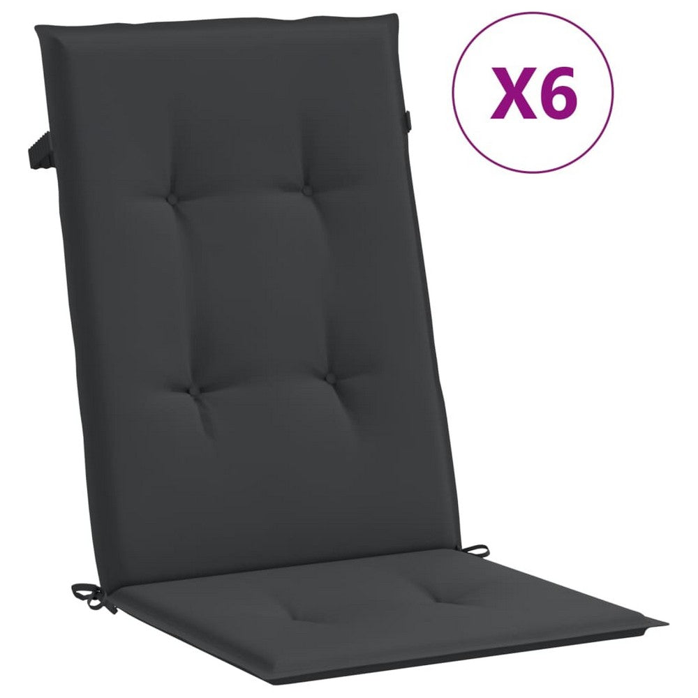 Amber Outdoor high back Chair Cushions | Set of 6 | Black Polyester