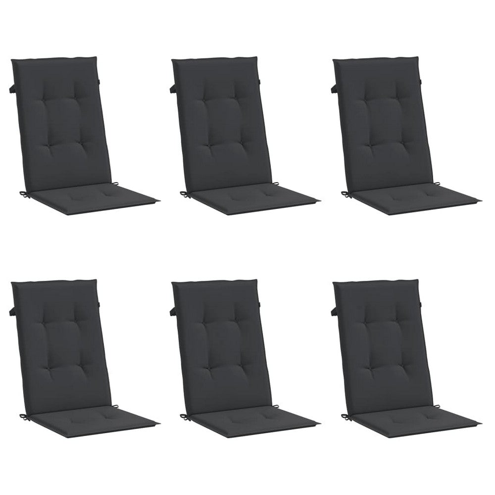 Amber Outdoor high back Chair Cushions | Set of 6 | Black Polyester