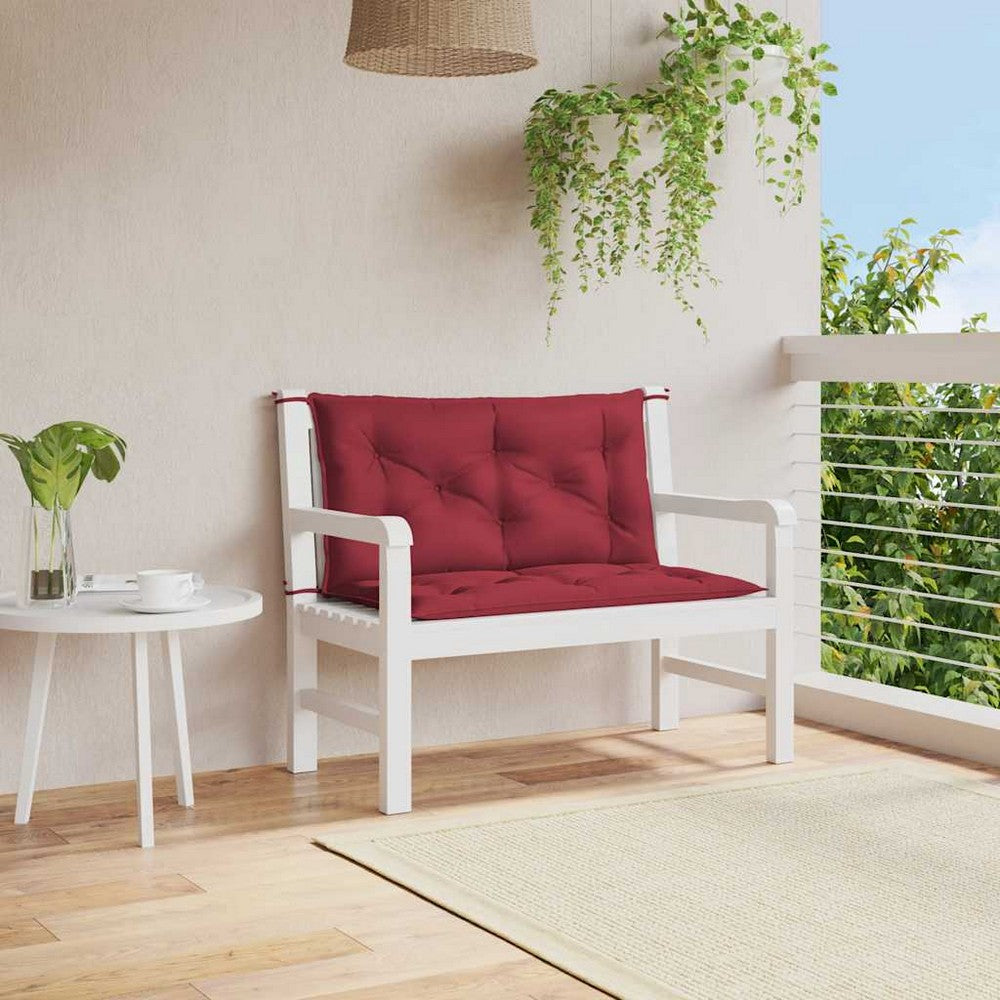 Maya Garden Non-Slip Bench Cushion | Set of 2 | Wine Red Oxford Fabric