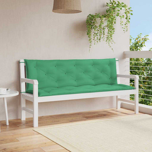 Rico Garden Bench Cushion | Set of 2 | Green Button Tufted Oxford Fabric