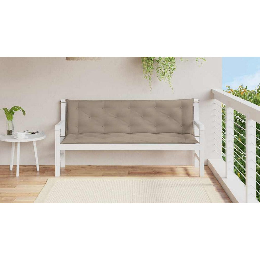 Rico Garden Bench Cushion | Set of 2 | Taupe Button Tufted Oxford Fabric