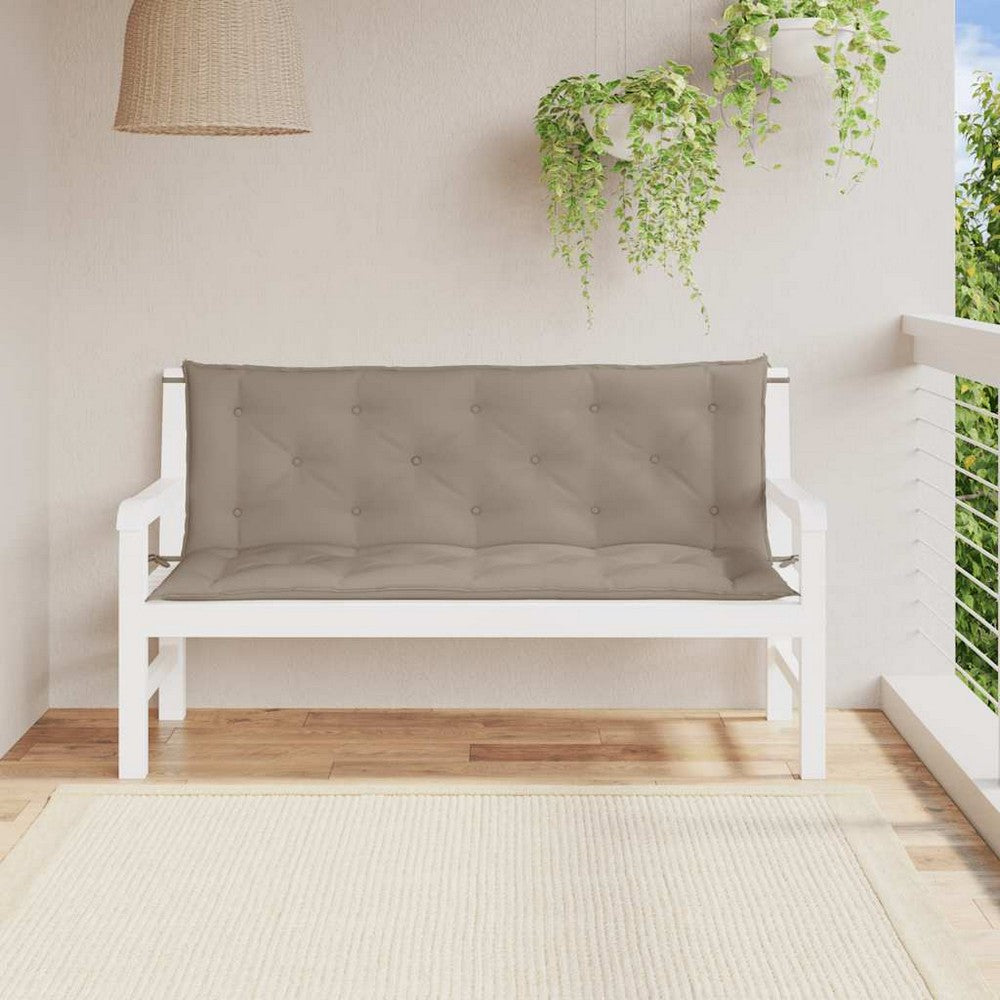 Rico Garden Bench Cushion | Set of 2 | Taupe Button Tufted Oxford Fabric