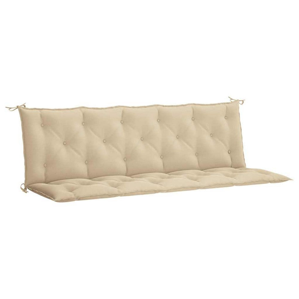Rico Garden Bench Cushion | Set of 2 | Beige Button Tufted Oxford Fabric