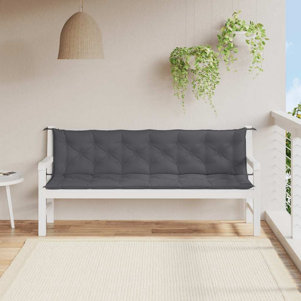 Rico Garden Bench Cushion | Set of 2 | Anthracite Gray Tufted Oxford Fabric