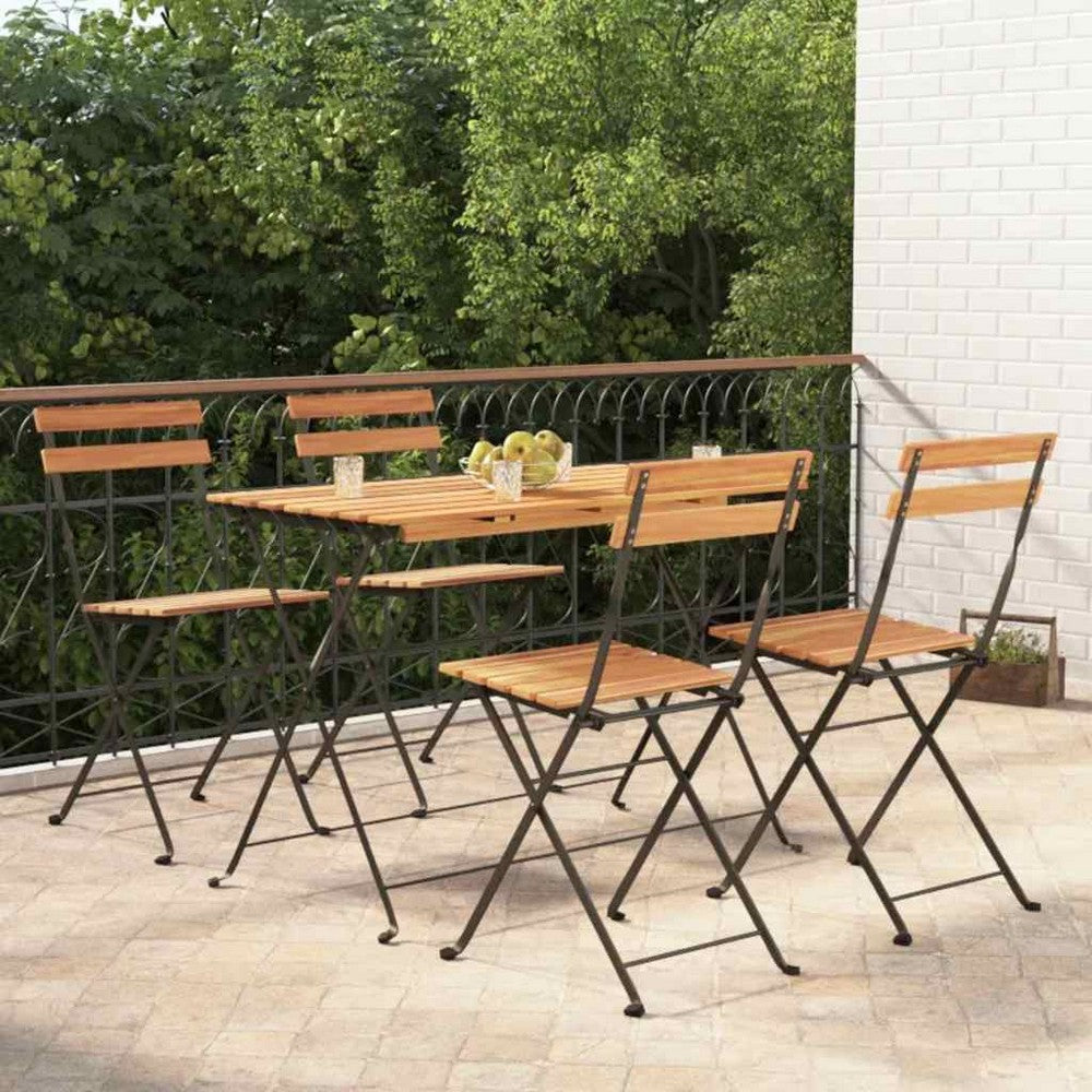 vidaXL 5 Piece Folding Bistro Set Solid Wood Acacia and Steel