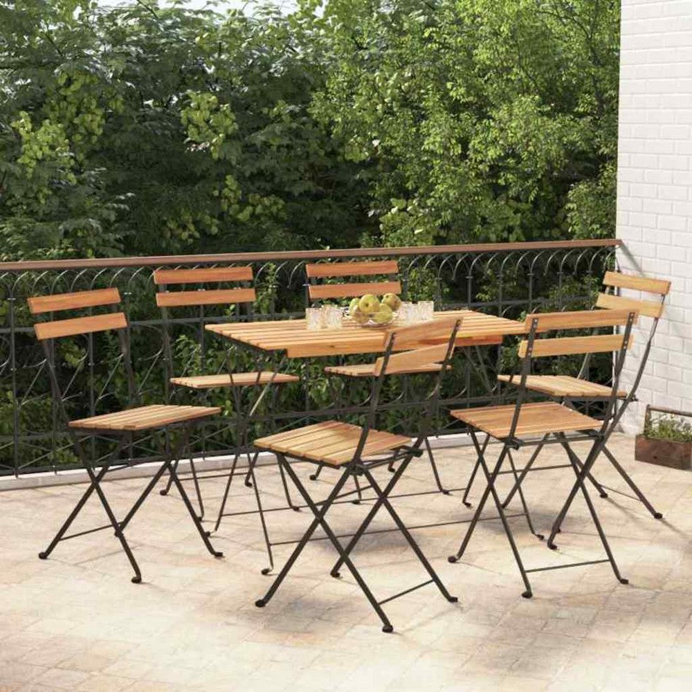 vidaXL Folding Chairs 6 pcs Solid Wood Teak and Steel