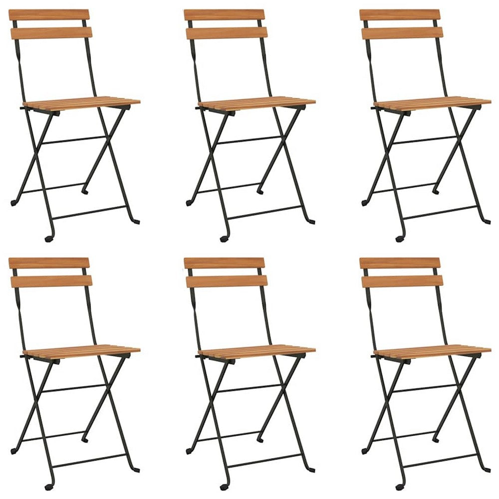 vidaXL Folding Chairs 6 pcs Solid Wood Teak and Steel