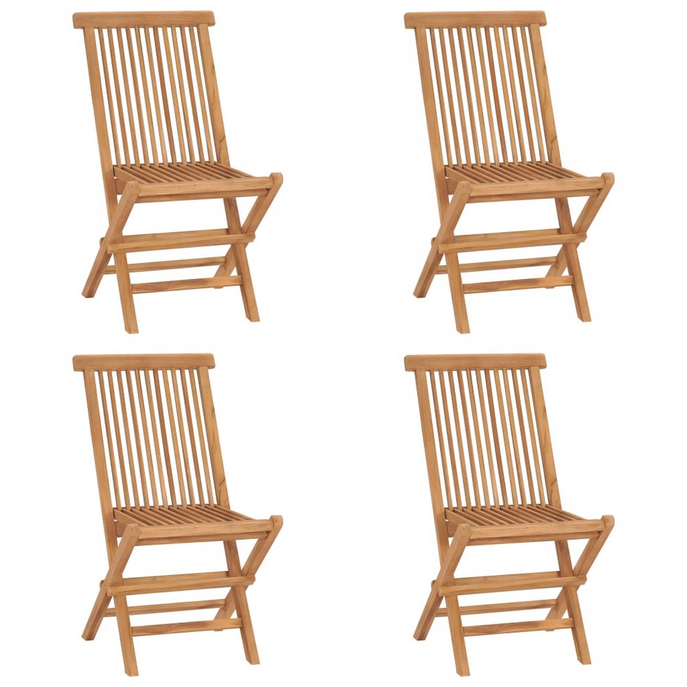 Jade Foldable Garden Chairs | Slatted Design | Set of 4 | Solid Teak Wood