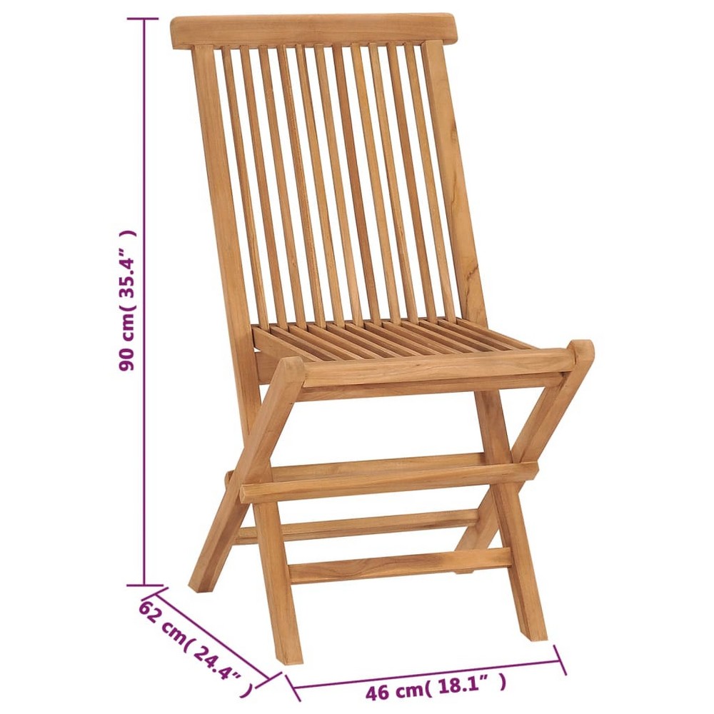Jade Foldable Garden Chairs | Slatted Design | Set of 4 | Solid Teak Wood