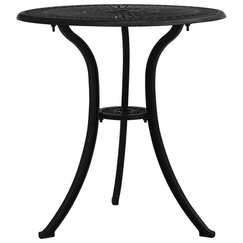 Vysa Round Garden Table with Decorative Inlays | Black Cast Aluminum 24"