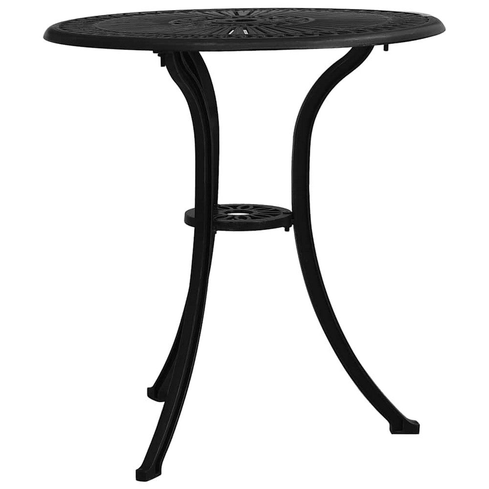 Vysa Round Garden Table with Decorative Inlays | Black Cast Aluminum 24"