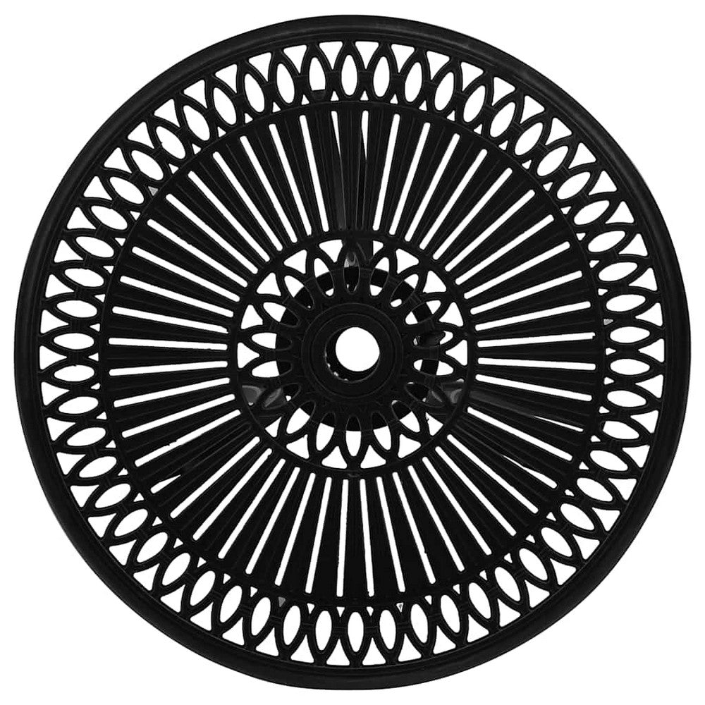 Vysa Round Garden Table with Decorative Inlays | Black Cast Aluminum 24"