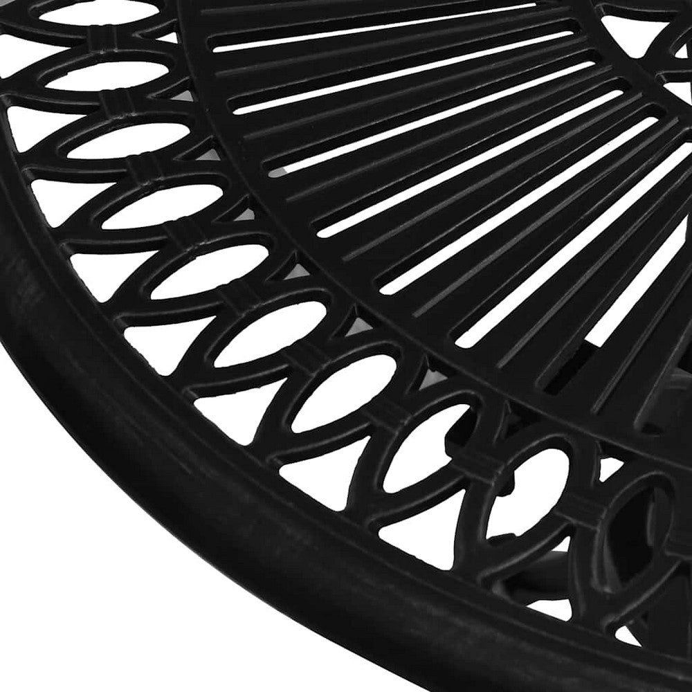Vysa Round Garden Table with Decorative Inlays | Black Cast Aluminum 24"
